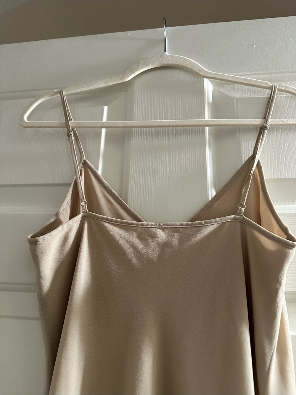 Wilfred Neutral Beige Slip Midi Dress with Adjustable Spaghetti Straps
